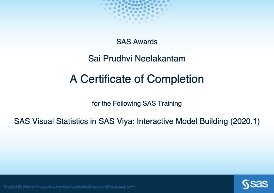 Interactive Model Building using Visual Statistics on SAS Viya